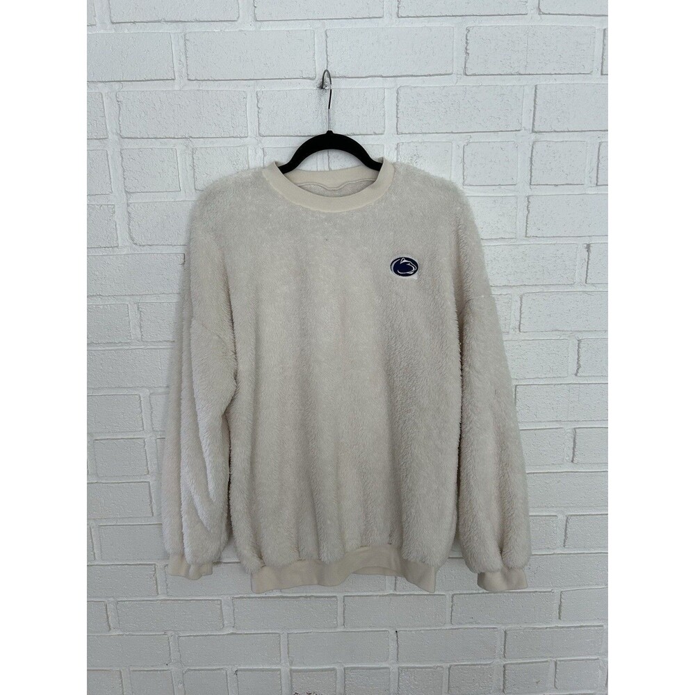 Vintage Penn State Fuzzy Fluffy Sweater Womens Medium Cream Summit Sportswear